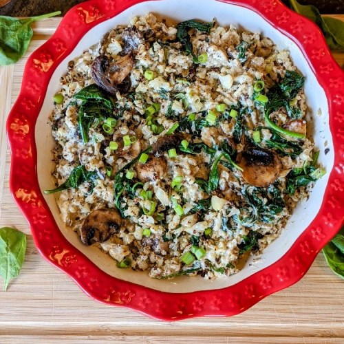 Creamy Cauliflower Mushroom and Spinach “Risotto”: How to Make Keto Risotto